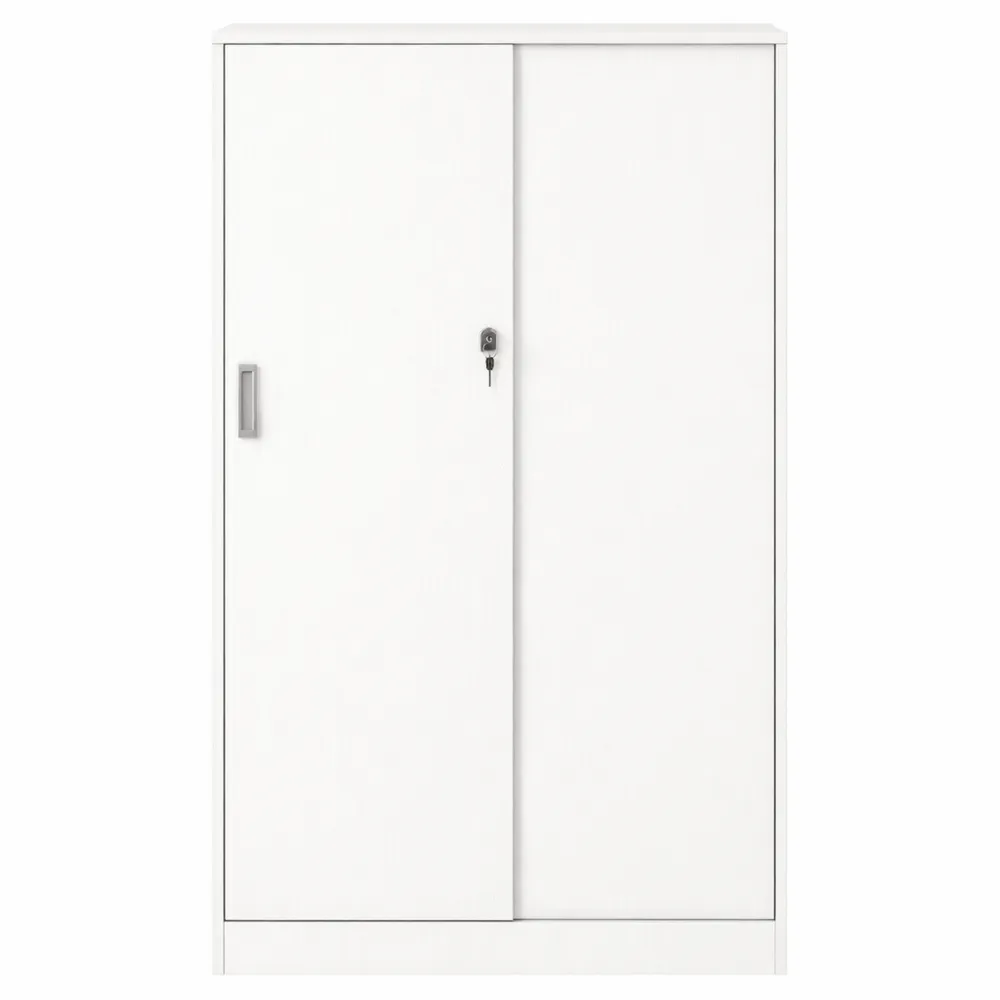 Armadietto da Ufficio a 3 Ripiani con Serratura, Mobiletto in Truciolato, Bianco 80x40x120 cm