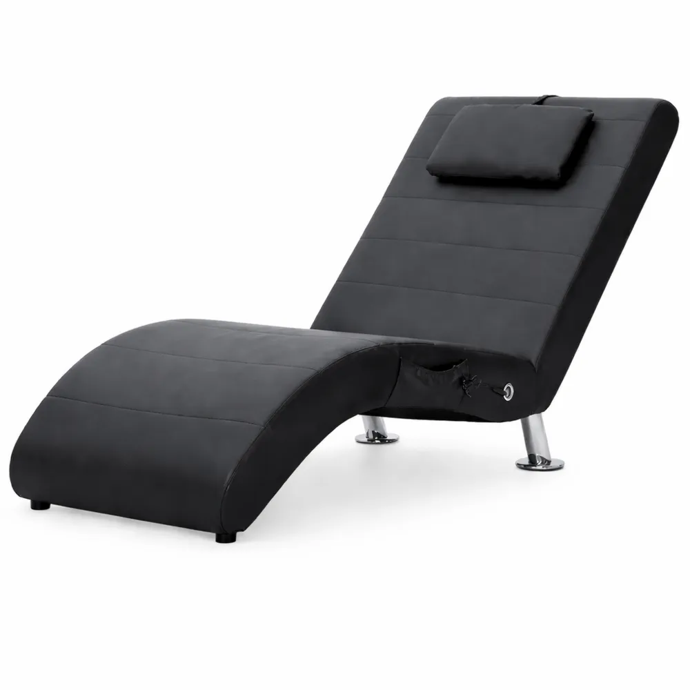Sdraio Ergonomica Imbottita con Funzione Massaggio in Similpelle Nera