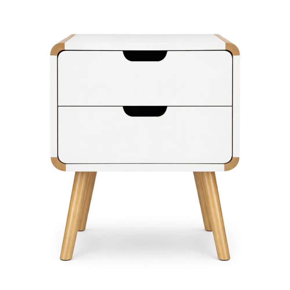 Comodino a 2 Cassetti in Legno Salvaspazio Bianco