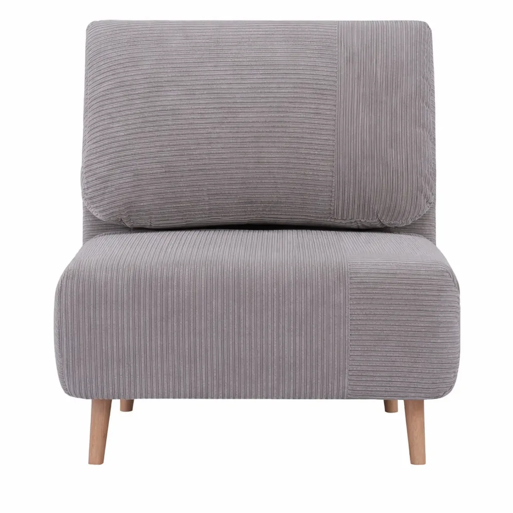 Poltrona Letto Singola Pieghevole in Tessuto Velluto Grigio