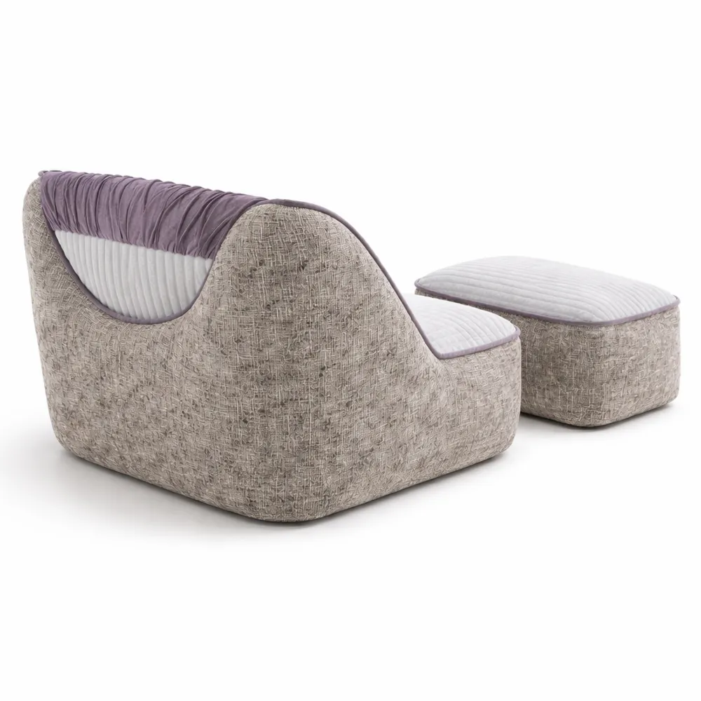 Poltrona relax imbottita con poggiapiedi, ideale per soggiorno e camera da letto