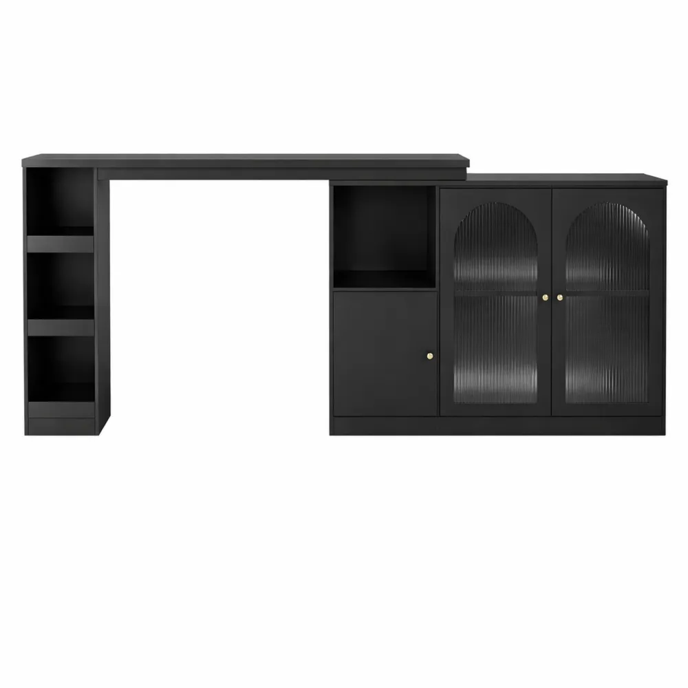 Tavolo da Pranzo Allungabile e Girevole a 360°, Nero, Moderno