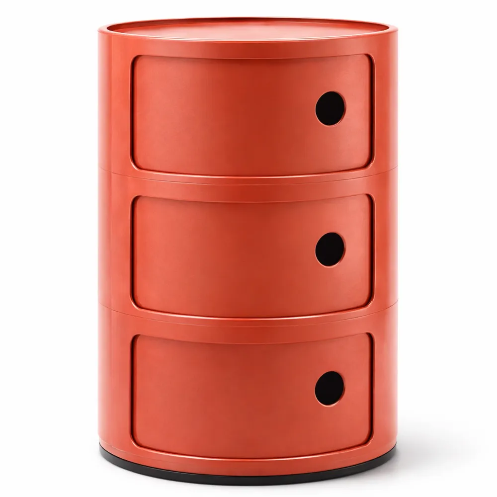 Mobile Contenitore a 3 Ripiani, Colore Arancione