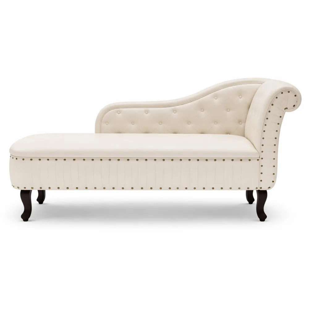 Elegante Chaise Longue in Pelle Sintetica Crema per Casa
