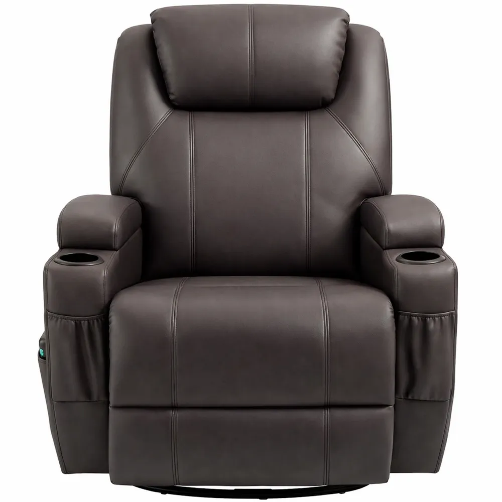 Poltrona Relax Massaggiante Reclinabile con Portabicchieri e Tasche Laterali