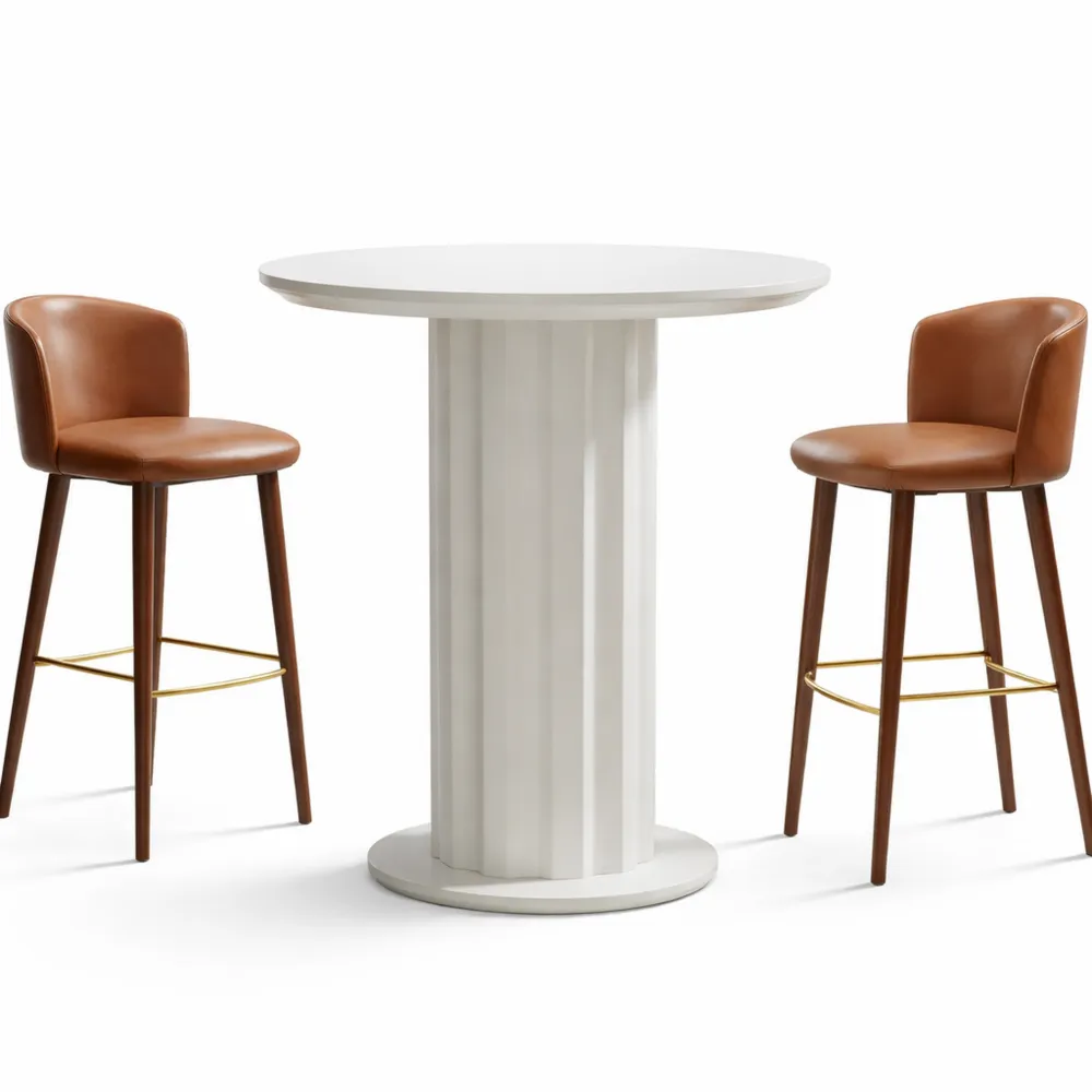 Tavolo da bar alto con base a pilastro, Tavolino da Cocktail e da pranzo, rotondo, ideale per piccole cucine e bistrot