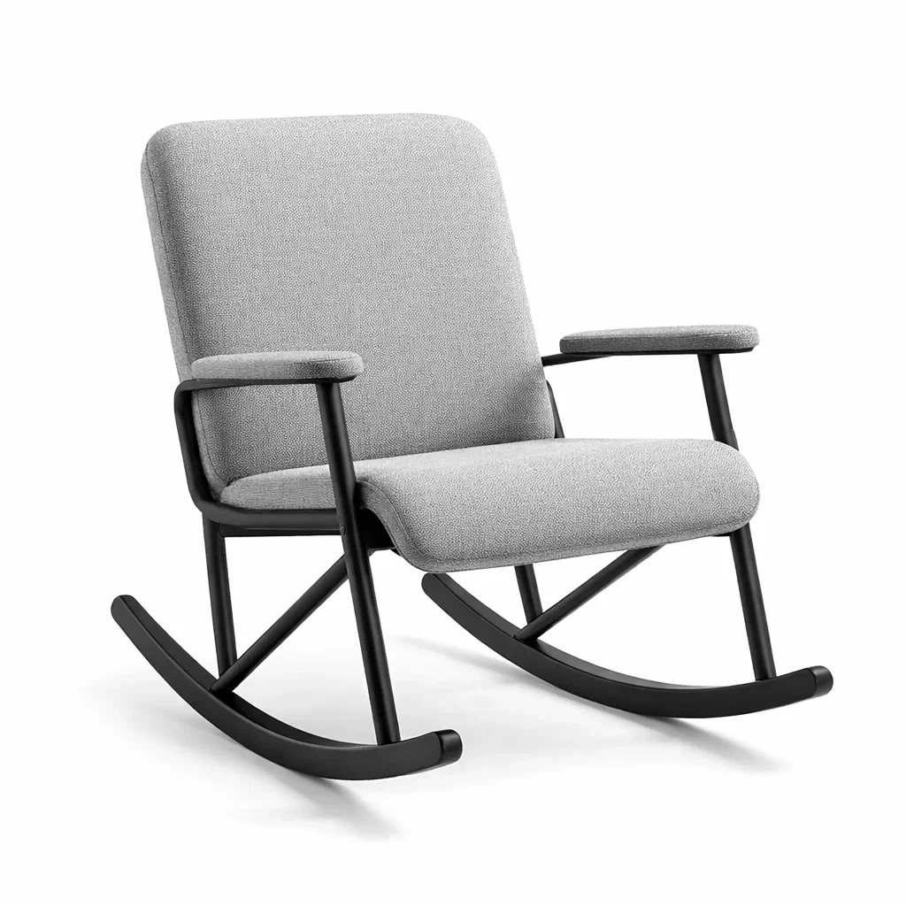 Schaukelstuhl aus Polyesterstoff mit Stahlrahmen Grau-roombira