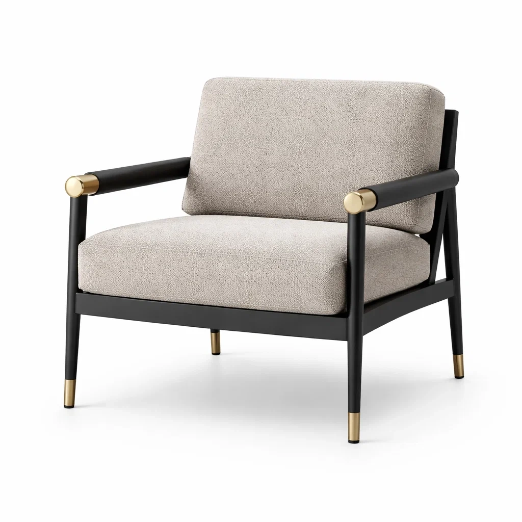 Sessel aus Stahl und Polyester Schwarz Beige-roombira