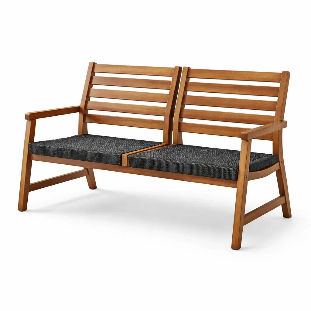 Gartenbank aus Akazienholz 2 Sitzer mit Kissen Grau-roombira