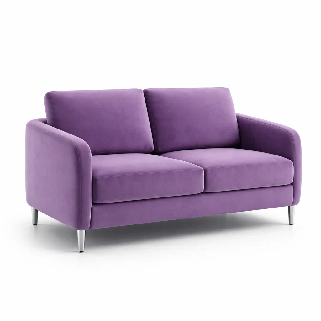 Sofa 2 Sitzer aus Samt Lila mit Metallbeinen-roombira