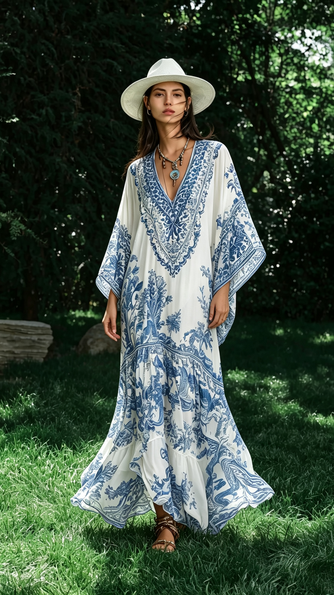 Women Bohemian Floral Print Loose Fit Holiday Casual Shirt Dress