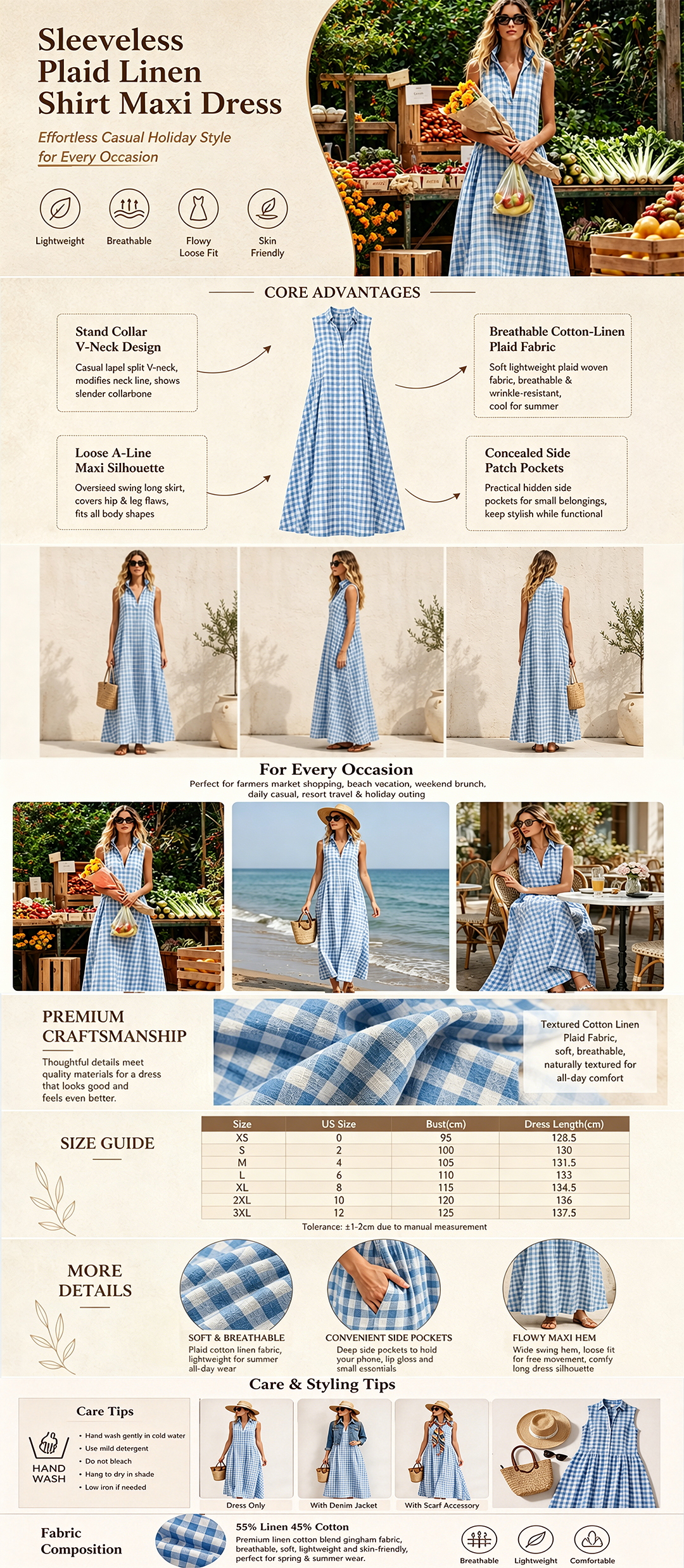 Loose Plaid Maxi Dress &ndash; Seaside Vacation Style