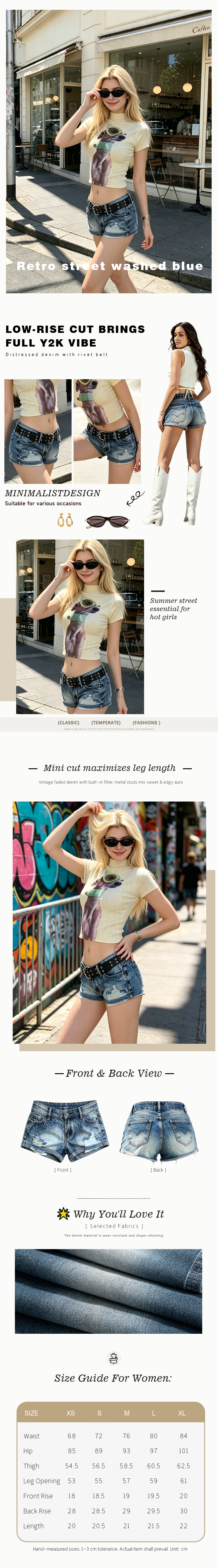 Edgy Y2K Low-Rise Denim Shorts with Statement Rivet Belt