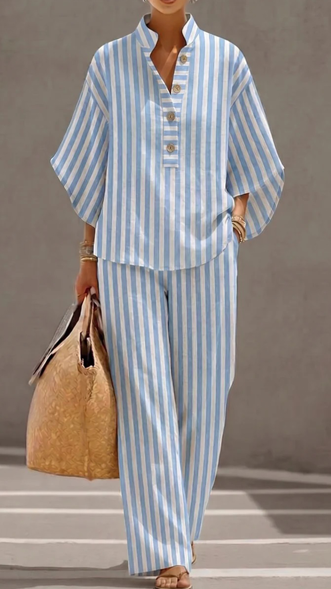 Plus-Size Friendly Women's Cotton-Linen Two-Piece Set