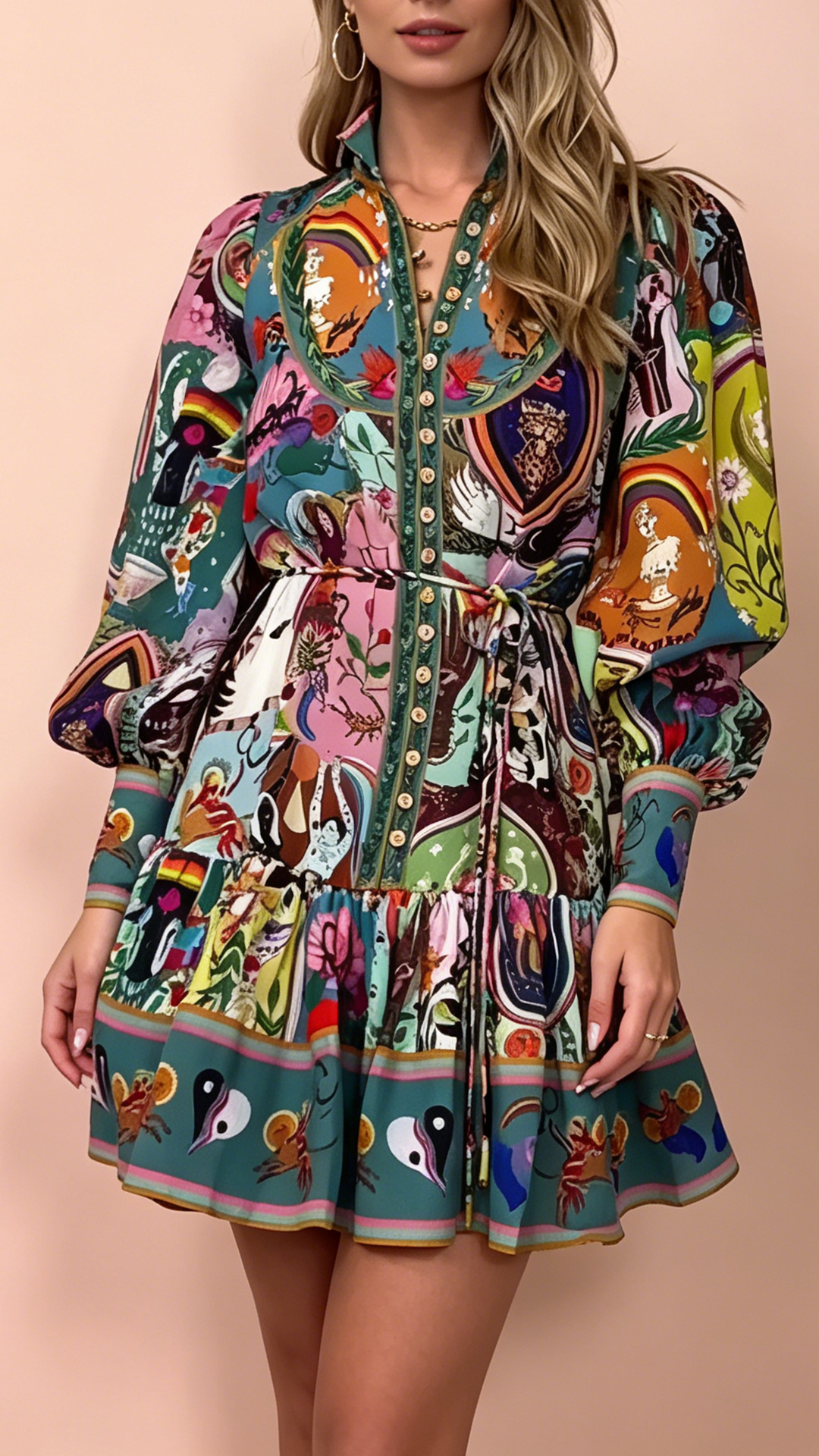 Women's Art Print Shirt Dress