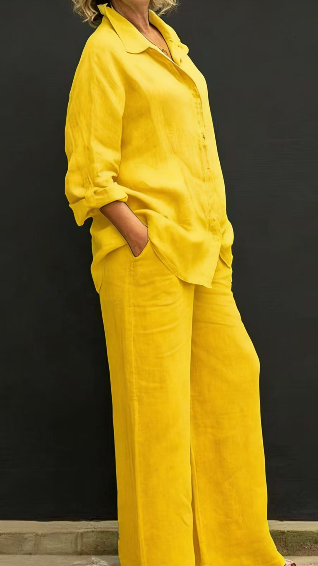 [Copy]Women's V-Neck Sleeveless Linen-Blend Set