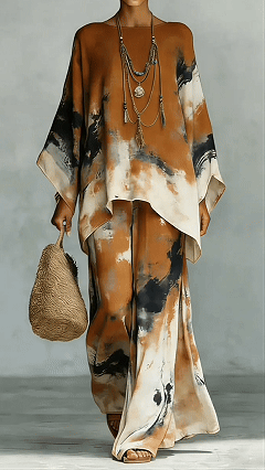 Women's Vintage Art Comfortable Loose Cotton Linen Wide-leg Pants Two-piece Set