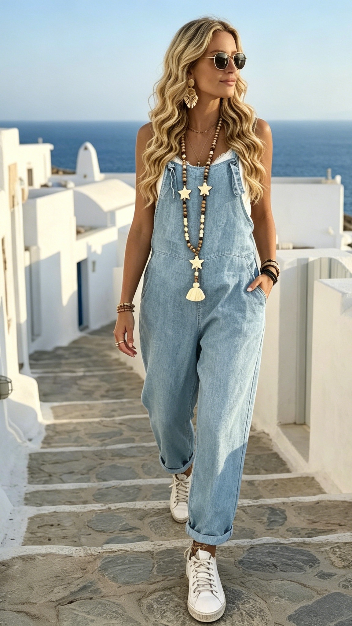 Women's Casual Cotton-Linen Strappy Overalls