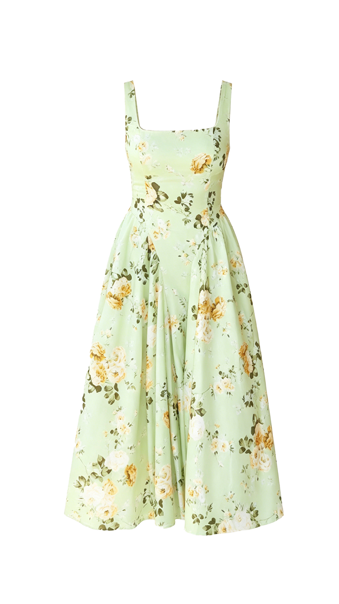 Women's Floral Square Neck Tie-Back Maxi Dress Lightweight Vacation Fairy Dress