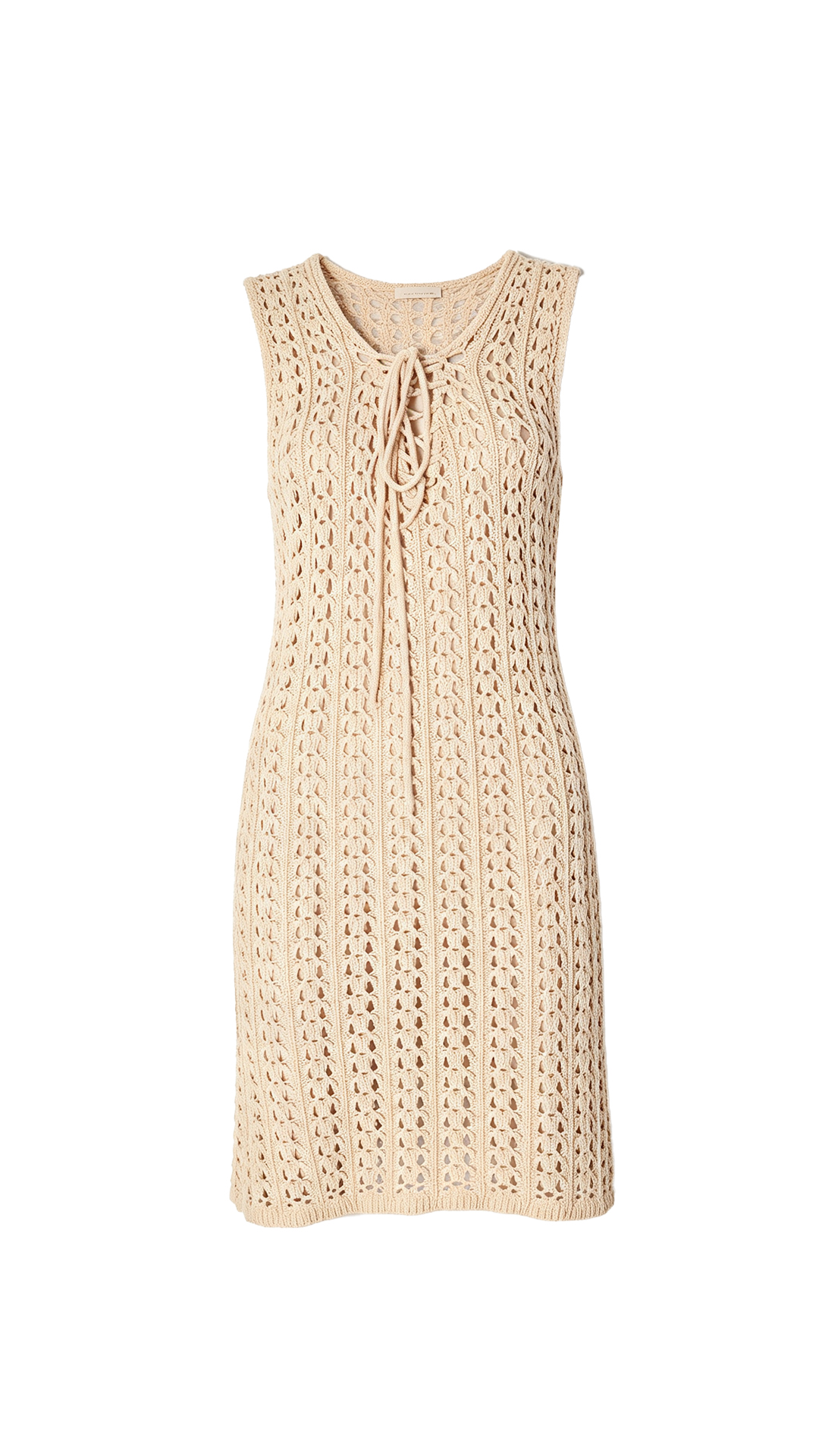Openwork Crochet Sleeveless Dress Hand-Feel Minimalist Nude Breathable Lace-Up