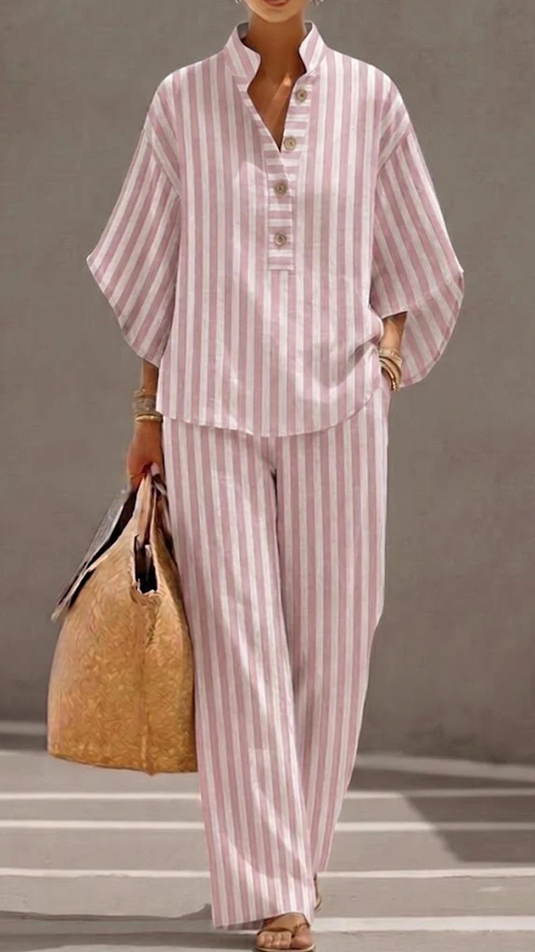 Plus-Size Friendly Women's Cotton-Linen Two-Piece Set