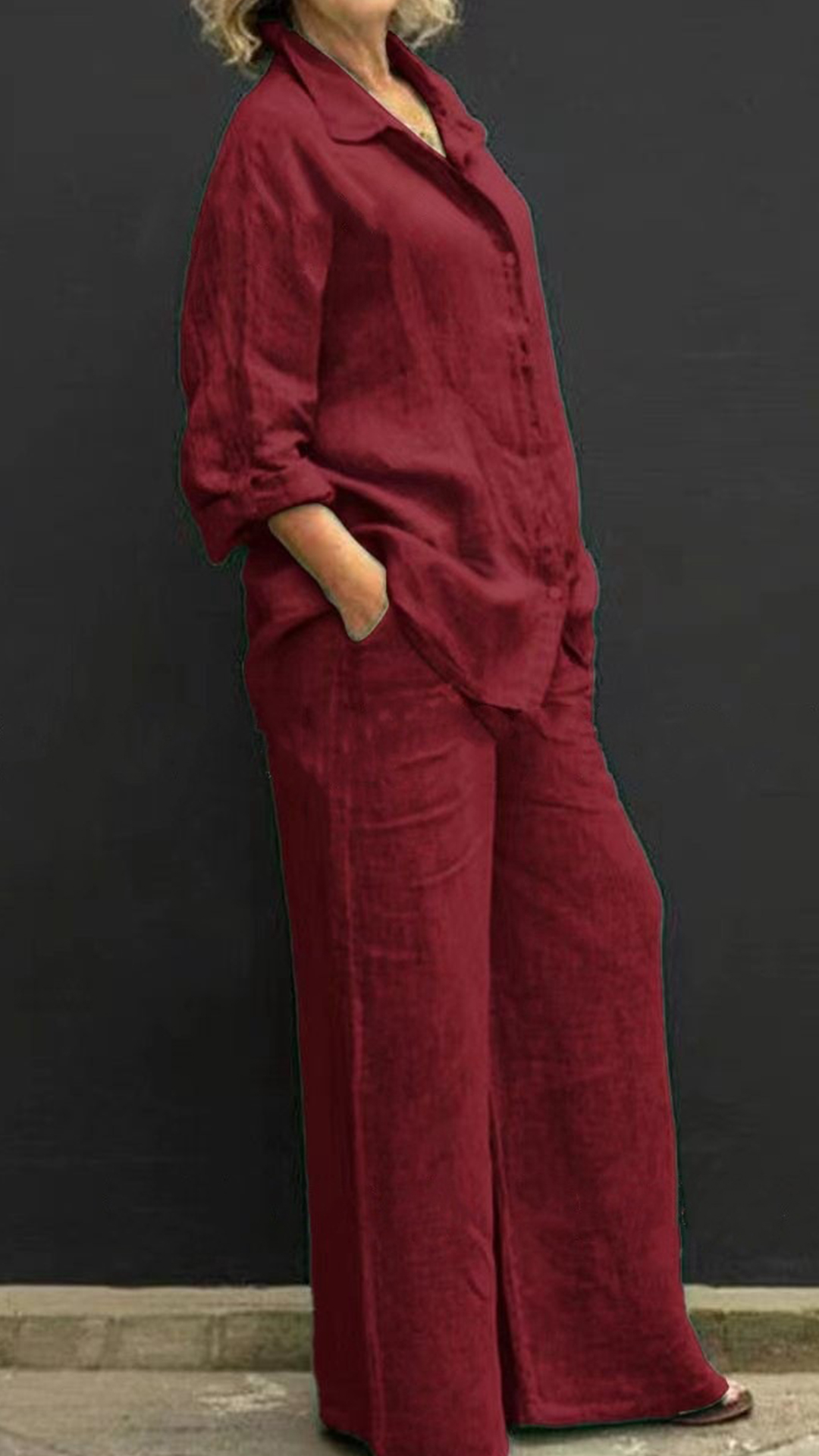 [Copy]Women's V-Neck Sleeveless Linen-Blend Set