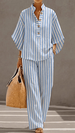 Plus-Size Friendly Women's Cotton-Linen Two-Piece Set