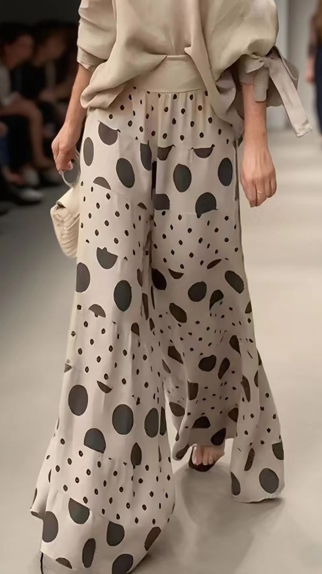 Women's Casual Polka Dot Pocket Pants Two-Piece Set
