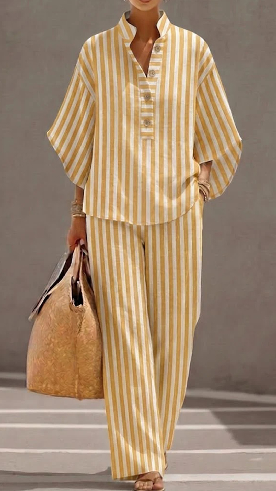 Plus-Size Friendly Women's Cotton-Linen Two-Piece Set