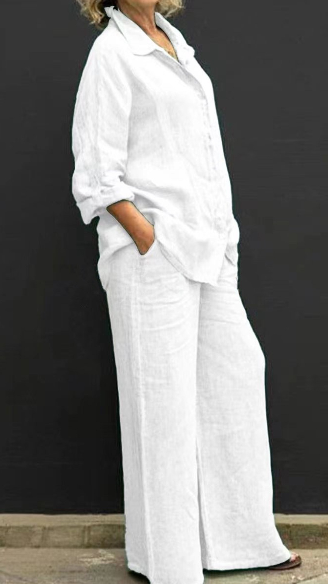 [Copy]Women's V-Neck Sleeveless Linen-Blend Set