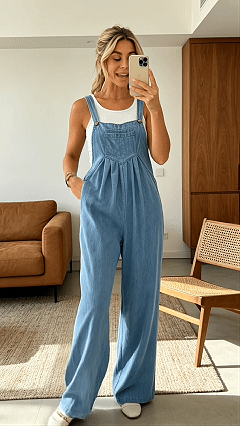 Women's Solid-Color Casual Retro Overalls