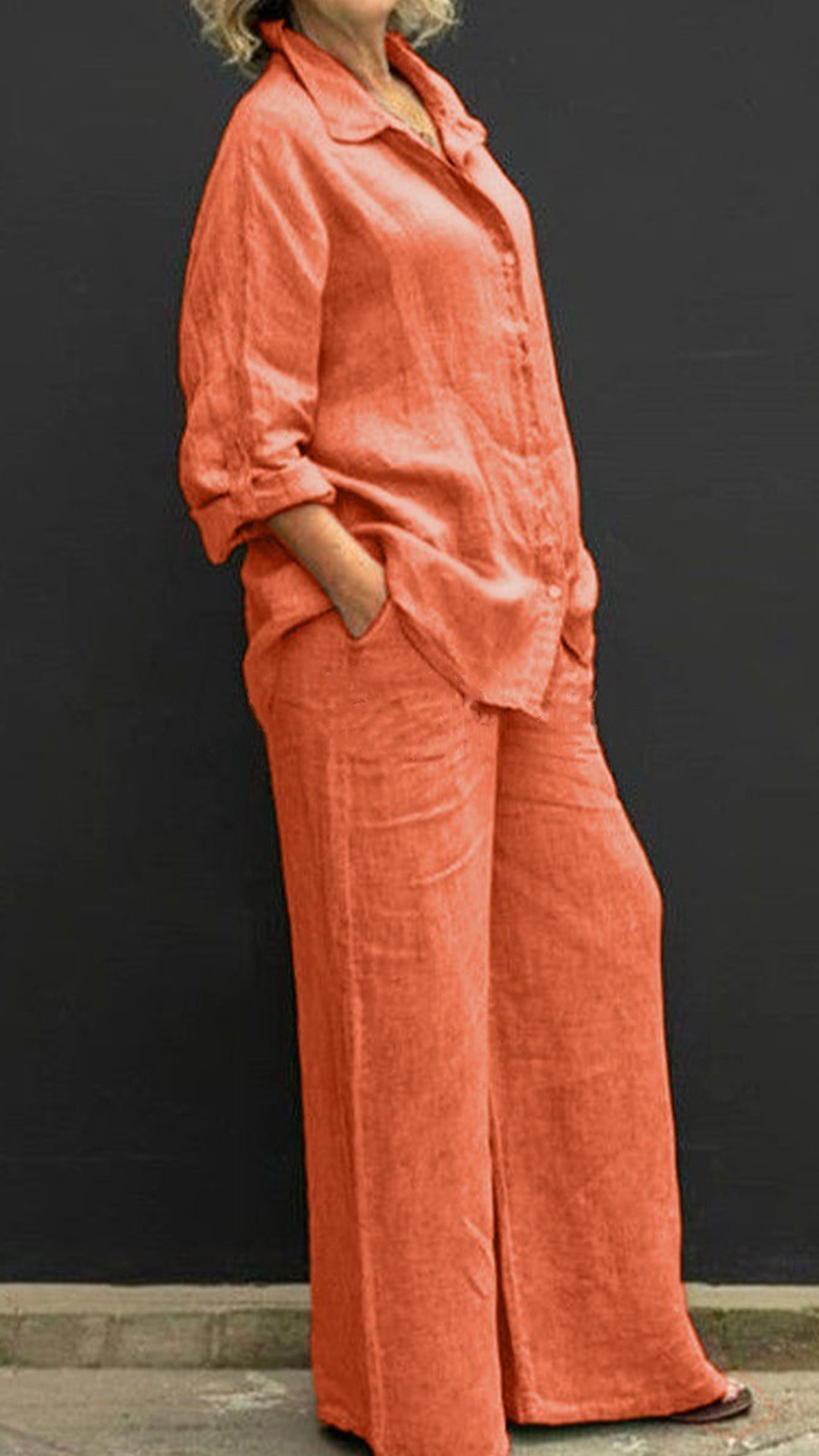 [Copy]Women's V-Neck Sleeveless Linen-Blend Set