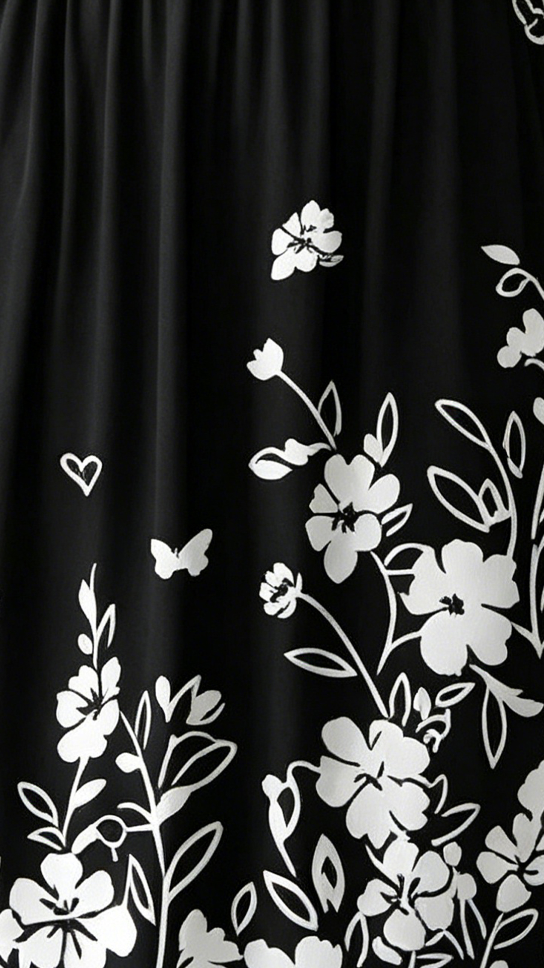 Elegant Short-Sleeve Timeless Black & White Floral Midi Dress with Floral Pattern