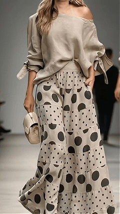 Women's Casual Polka Dot Pocket Pants Two-Piece Set