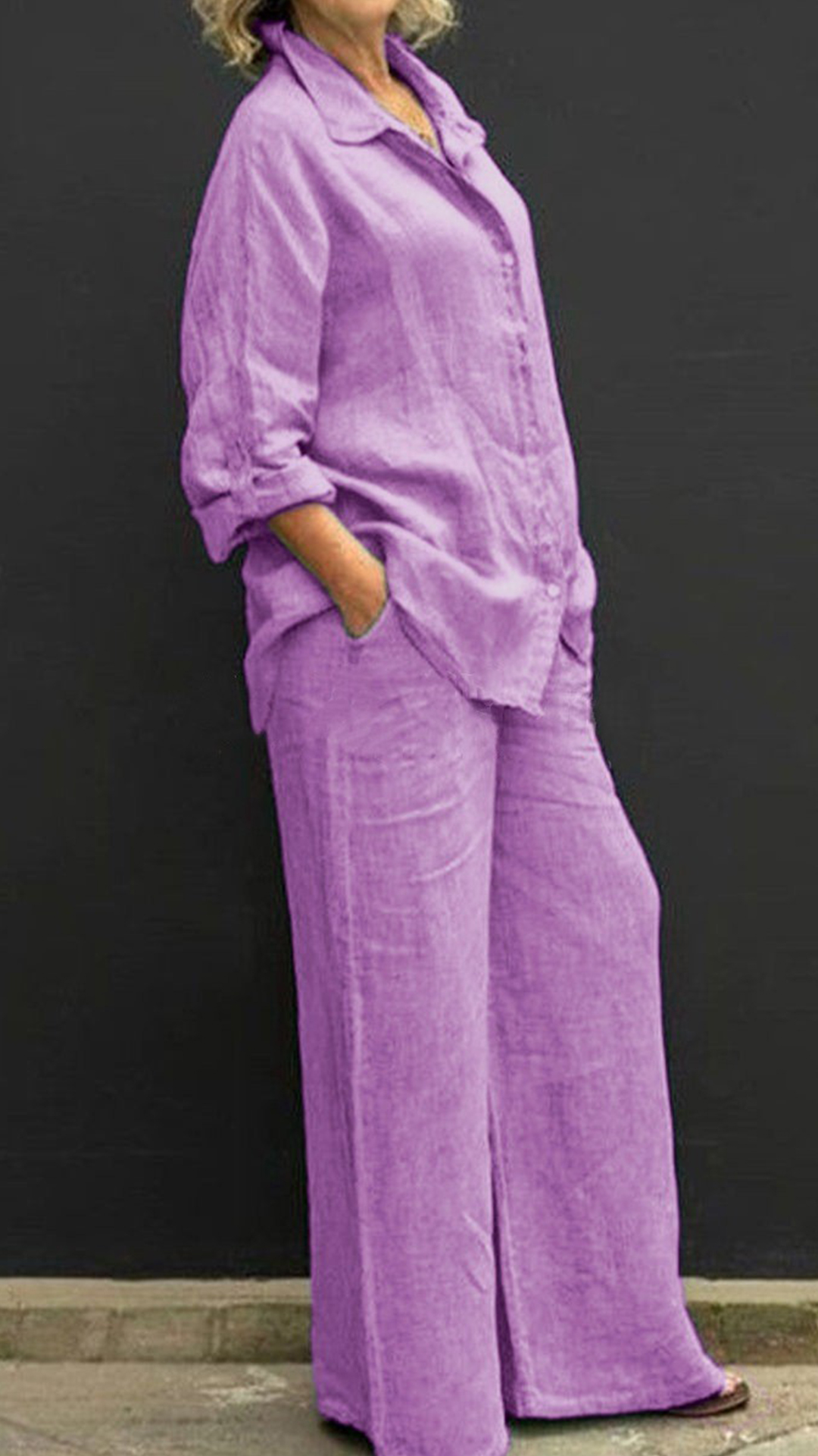 [Copy]Women's V-Neck Sleeveless Linen-Blend Set