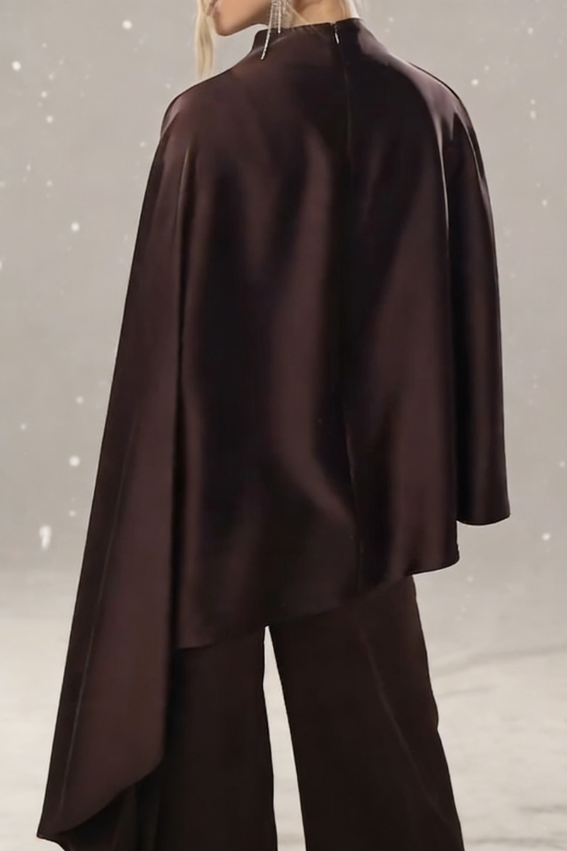 Women's stylish mock neck satin two-piece set