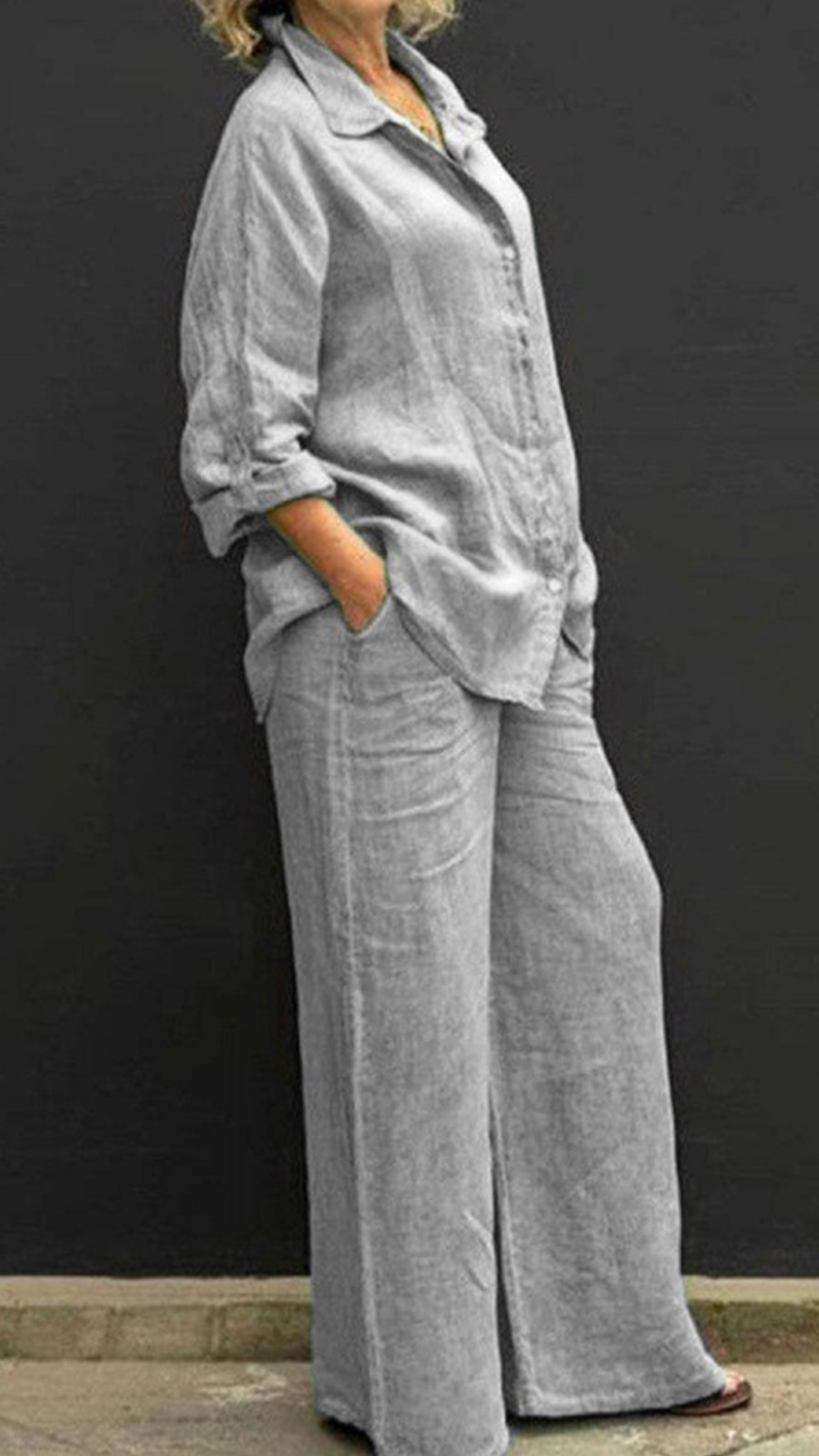 [Copy]Women's V-Neck Sleeveless Linen-Blend Set