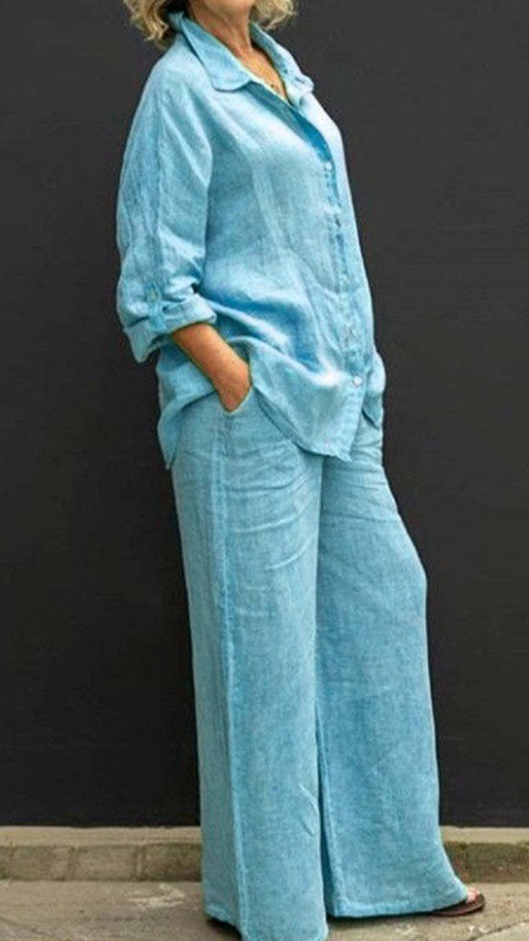 [Copy]Women's V-Neck Sleeveless Linen-Blend Set