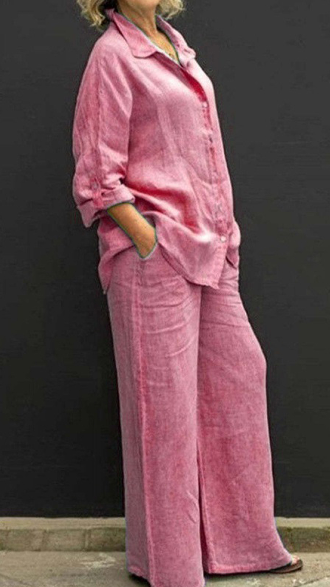 [Copy]Women's V-Neck Sleeveless Linen-Blend Set