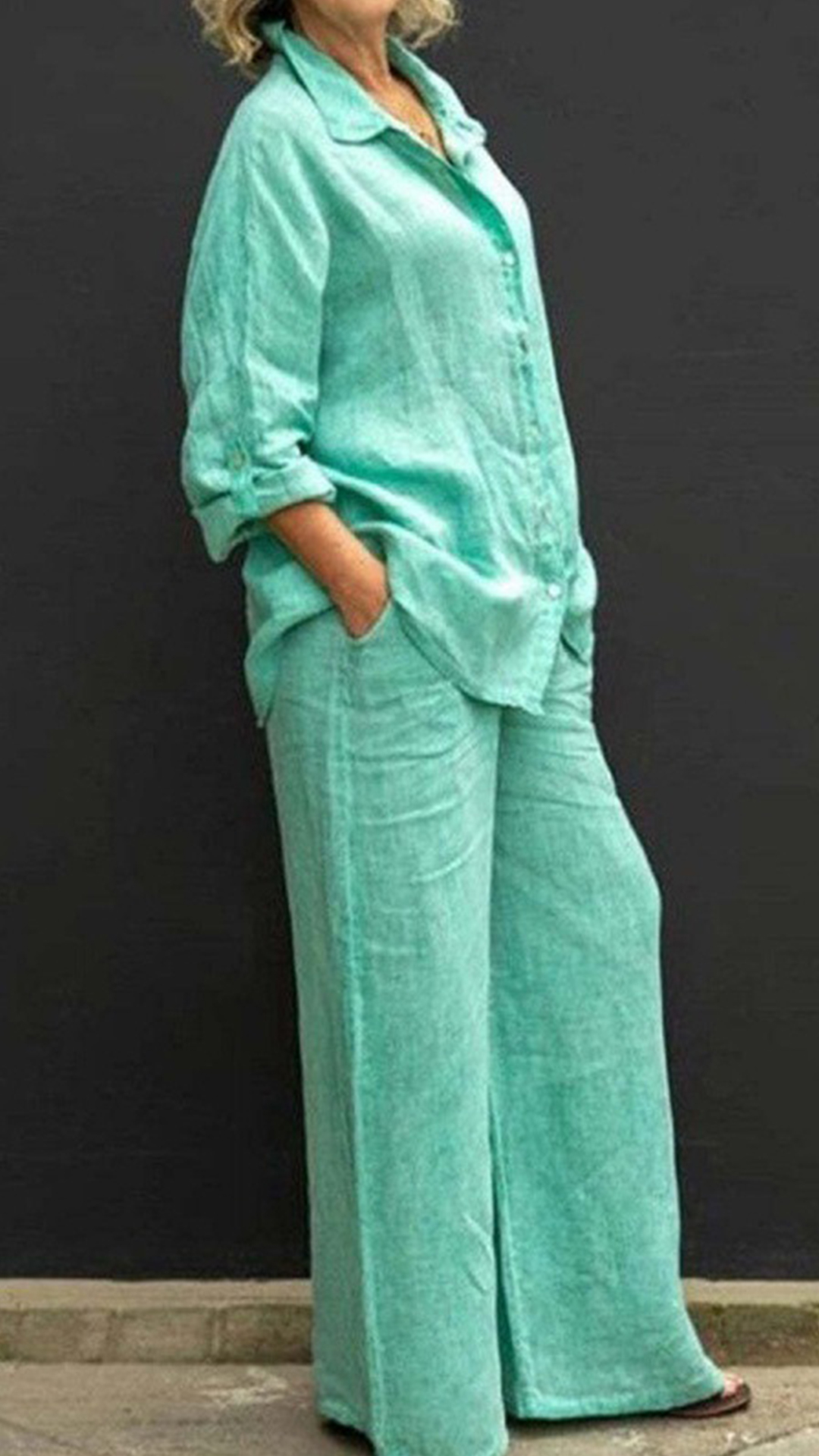 [Copy]Women's V-Neck Sleeveless Linen-Blend Set