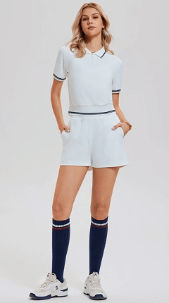 Women's Cotton-Blend Golf-Inspired Shorts Set for Outdoor Activities