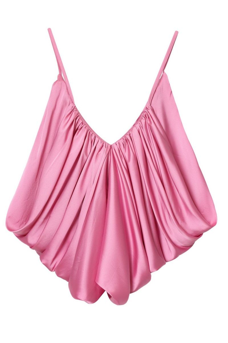 Women's Sexy & Elegant Pleated Camisole Top with Silky Satin Texture