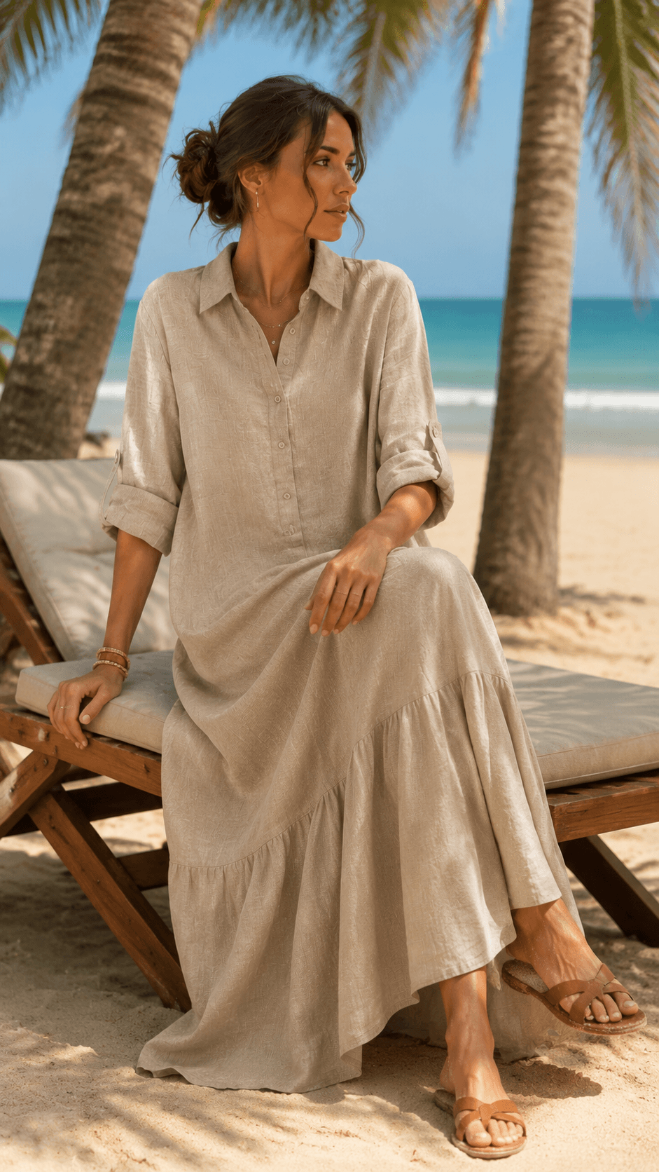 Women's Vacation Style Casual Loose Linen-Cotton Dress