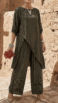 Elegant Gradient Leopard Print Two-piece Set