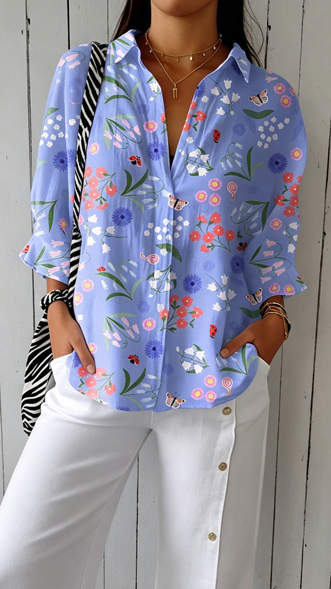 [Copy]Women's Stand-Collar V-Neck Top