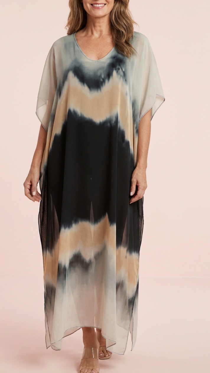 Women's Ombré Tie-Dye Chiffon Dress