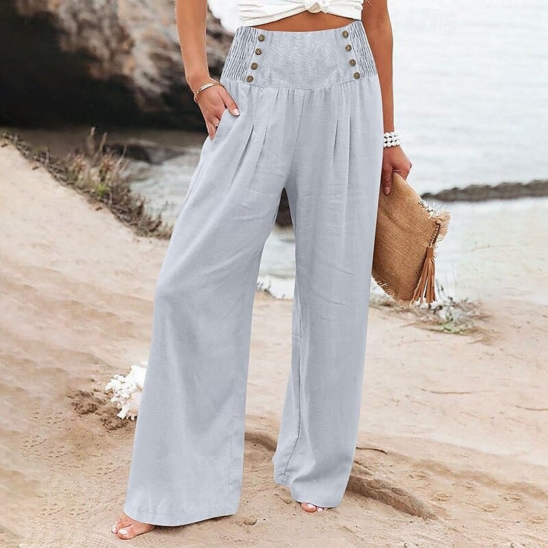 Women's Wide Leg Dress Pants Chinos Vacation Streetwear Casual Full Length Medium Waist Plain