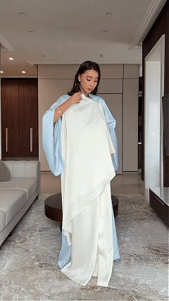 Women's Stylish Semi-High Neck Acetate Two-Piece Set