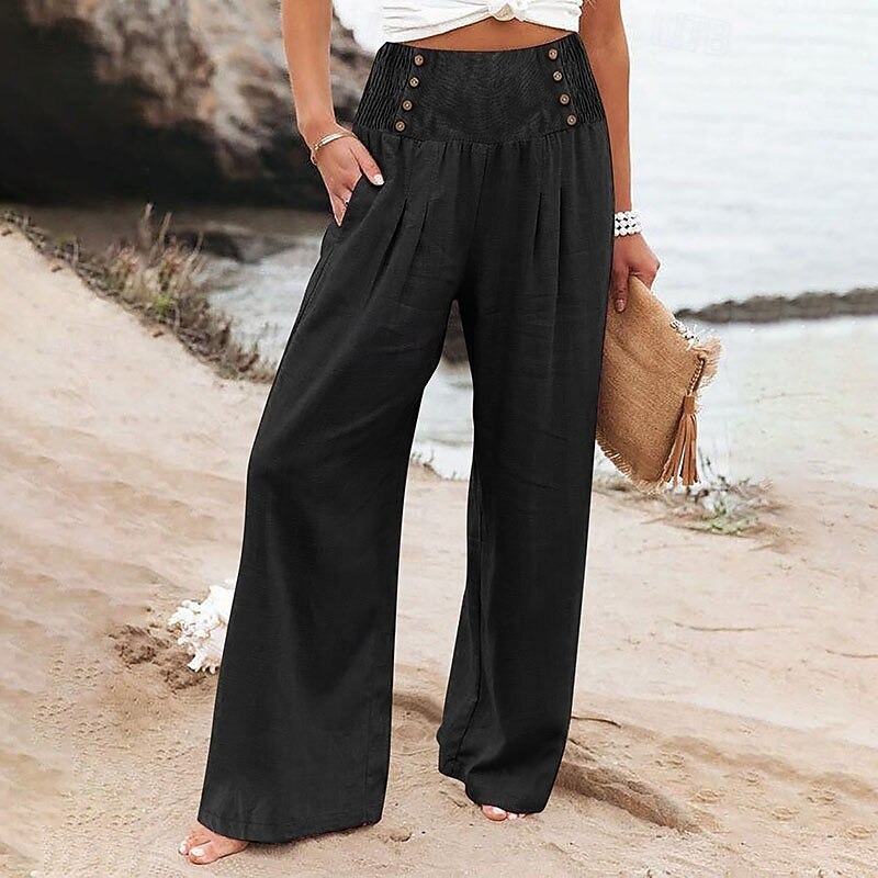 Women's Wide Leg Dress Pants Chinos Vacation Streetwear Casual Full Length Medium Waist Plain