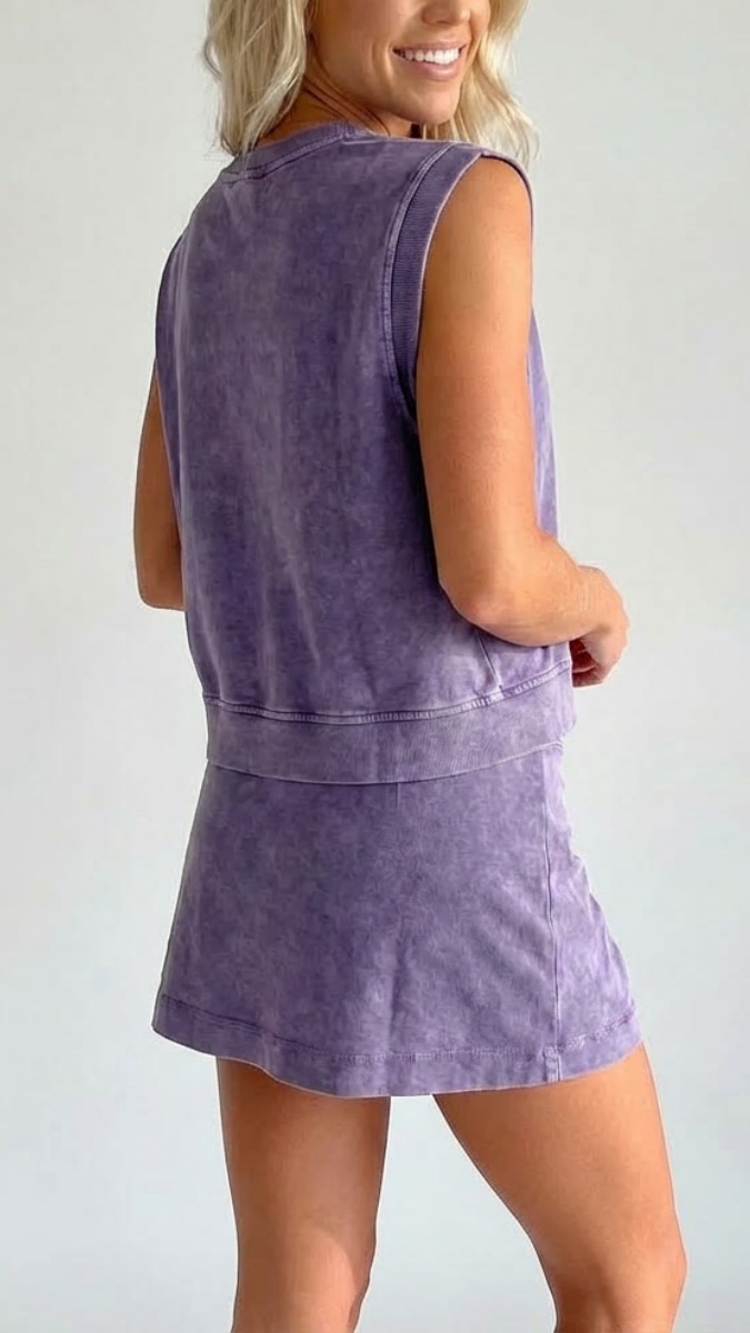 Women's Distressed-Look Pure Cotton T-Shirt & Shorts Two-Piece Set